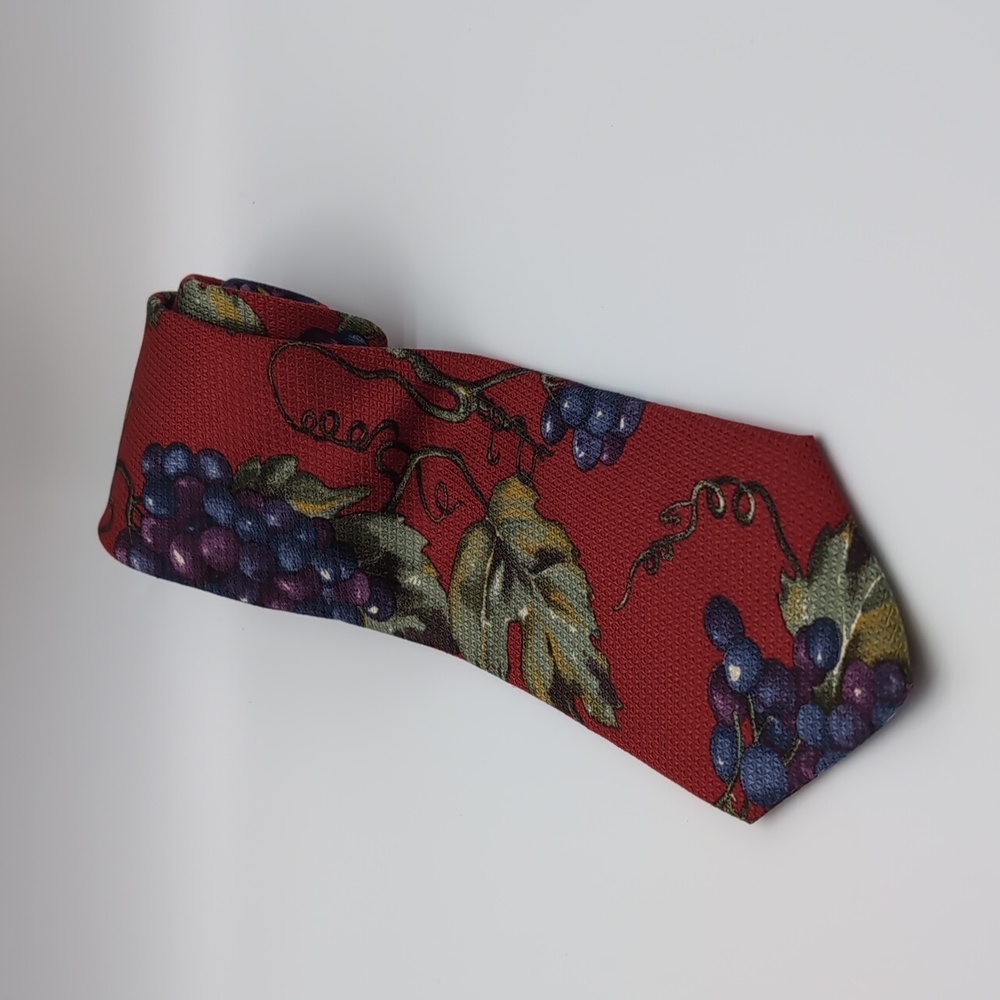 Lands' End Silk Tie with Red and Purple Grapes